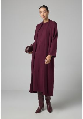 Solid Drop Shoulder Knitted Winter Abaya