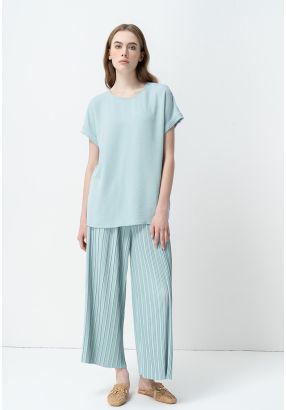 Pleated Wide Leg Solid Culottes
