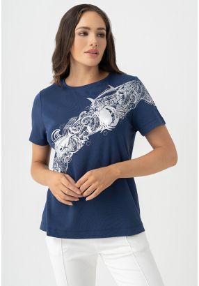 Short Sleeves Printed Motif T-shirt