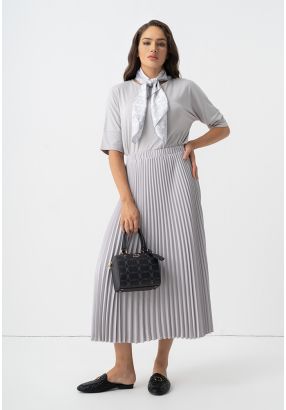 Solid Pleated Skirt