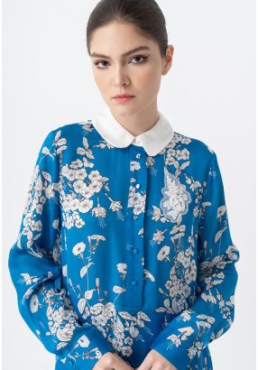 Embellished Crystal Peter Pan Collar Shirt