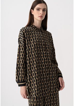 Drop Shoulder Chain Print Shirt