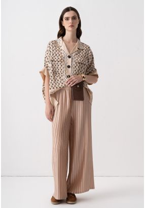 Solid Pleated Wide Leg Trouser