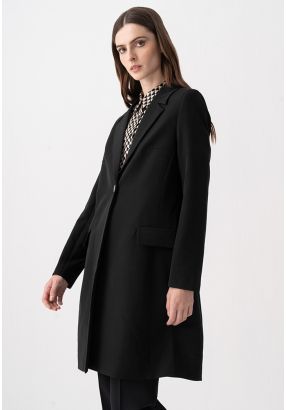 Notched Collar Solid Blazer Coat