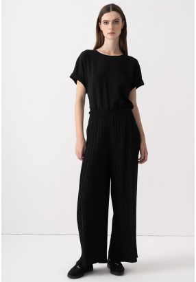 Pleated Wide Legs Solid Trouser