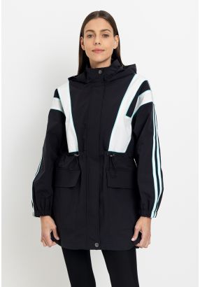 Contrast Drawstring Full Zip Jacket