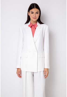 Double Breasted Notched Collar Solid Blazer