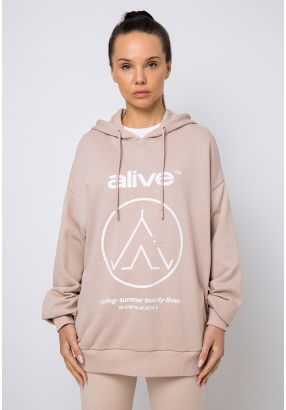 Front Printed Knitted Drop Shoulder Hoodie