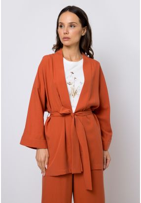Solid Belted Long Sleeve Kimono