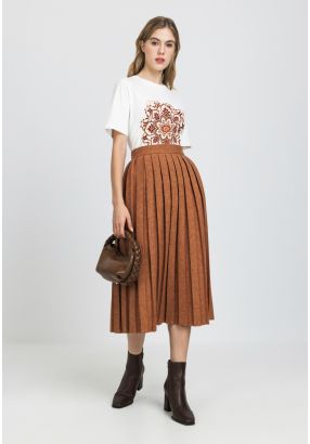 Box Pleated Solid Maxi Skirt