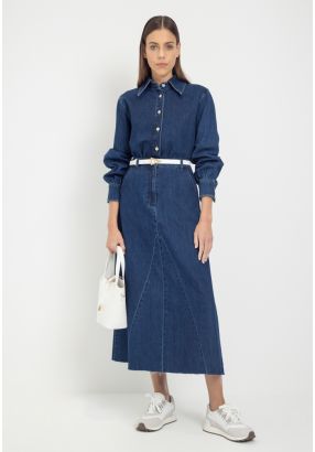 A-Line Denim Maxi Skirt