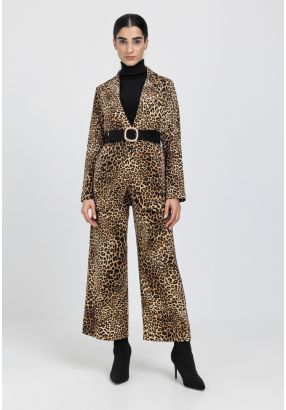 Leopard Printed Wide Leg Pants