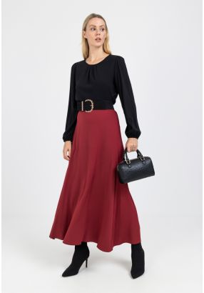 Basic Solid Elasticated Waist Maxi Skirt