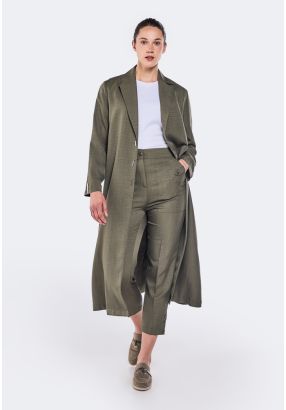 High Waist Buttoned Hem Trousers