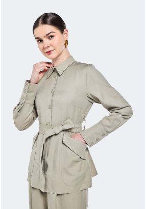 Single Tone Belted Shirt