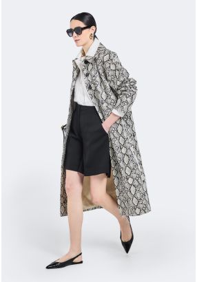 Snake Print Faux-Leather Coat