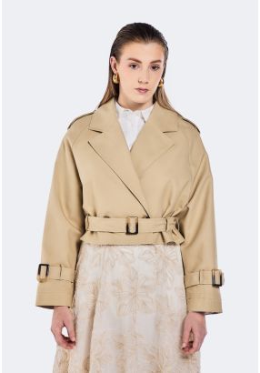 Belted Cropped Trench Coat