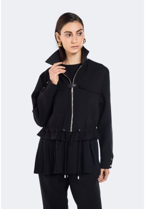 Zip-Up Drawstring Hem Jacket