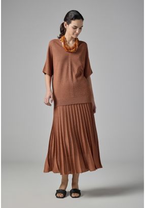 Pleated Lurex Maxi Skirt