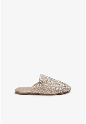 Sparkling Woven Flat Mules