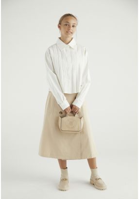 Belted Buttoned Skirt