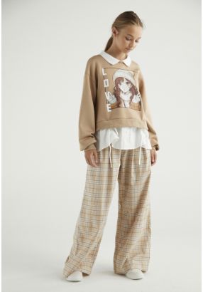 Wide Leg Checkered Trousers