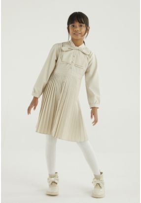 Pleated Skirt Shirt Dress