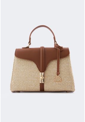 PU Leather Raffia Handbag