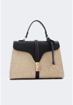 PU Leather Raffia Handbag