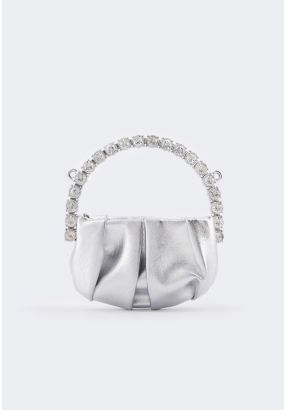 Crystal Embellished Metallic Handbag