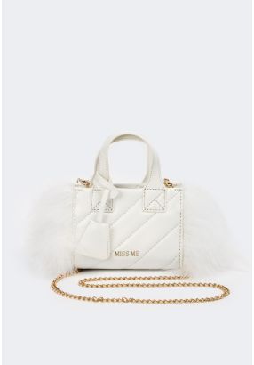 Faux Feather Quilted Handbag