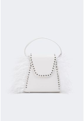 Faux Feather Embellished Crossbody Bag