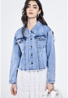 Fringed Hem Denim Jacket