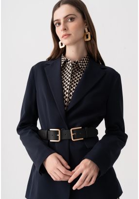 Solid Notched Collar Blazer