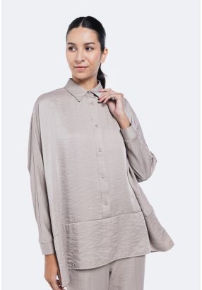 Metallic Crinkled Oversized Shirt