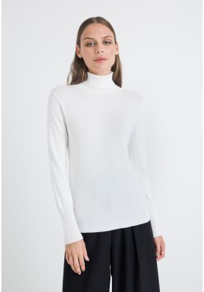 Ribbed Turtle Neckline Slim Fit Solid Basic Top