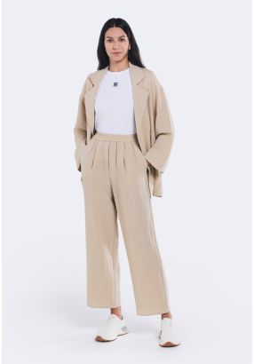 Crinkled Elastic Waistband Trousers