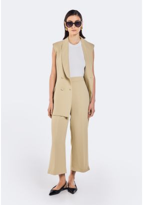 High Waist Wide Leg Solid Trousers