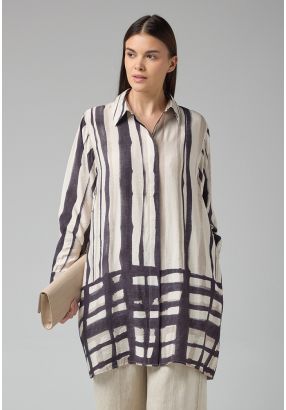 Long Sleeve Striped Midi Shirt