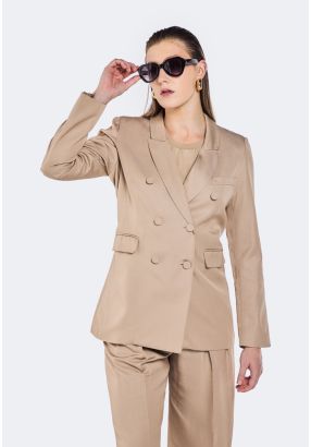 Double Breasted Notched Collar Blazer