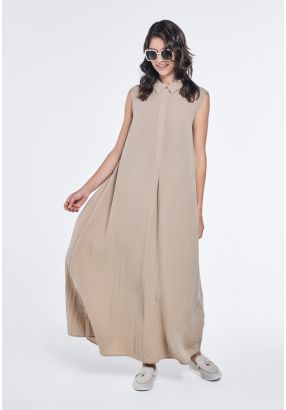 Crinkled Sleeveless Maxi Dress