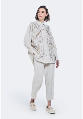 Elasticated  Waist Linen Trousers