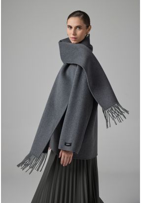 Wool Jacket With Attached Scarf