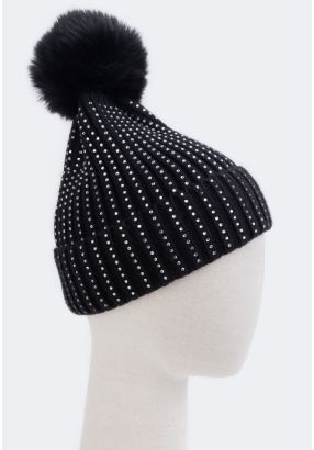 Crystal Embellished Woven Hat