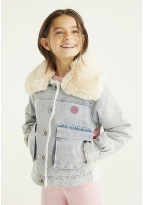 Faux Fur Embellished Denim Jacket