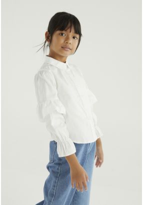 Solid Ruffled Sleeves Shirt