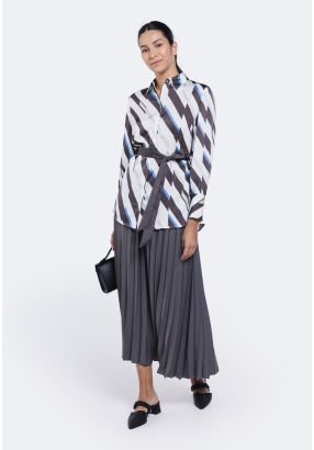 Solid Pleated Maxi Skirt