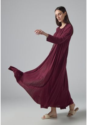 Long Sleeve Pleated Basic Abaya