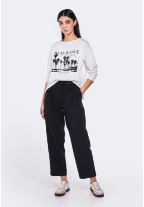 Solid Peg Leg Trousers