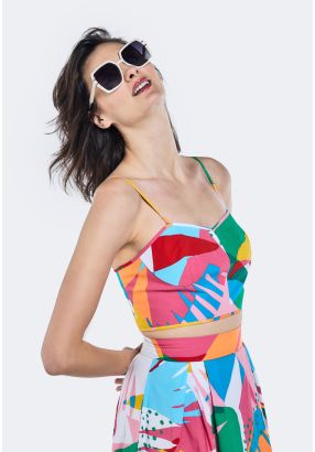 Multicolor Printed Cropped Top
